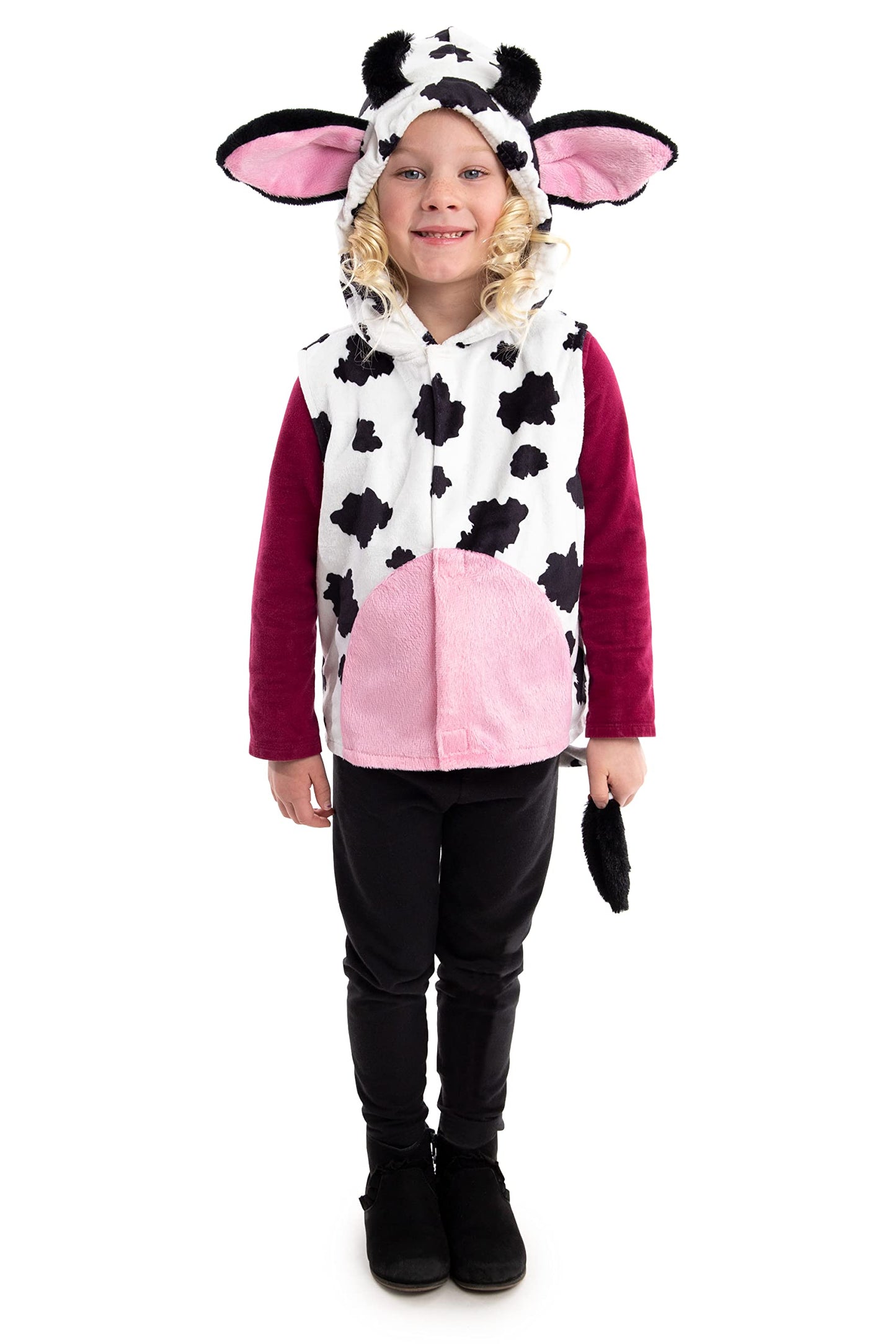 Little Adventures Animal Vest Costumes Dress Ups - Machine Washable Child Pretend Party And Nativity Outfits (Cow, Age 8-12)