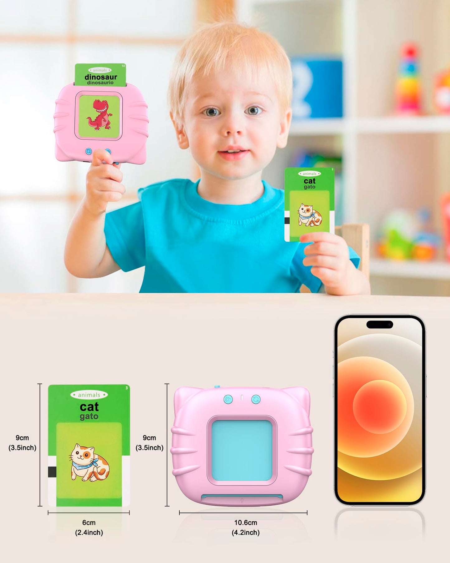 385 Words Spanish & English Talking Flash Cards For Toddlers 2-4 Years Old, Autism Toys, Speech Therapy Toys, Educational Learni