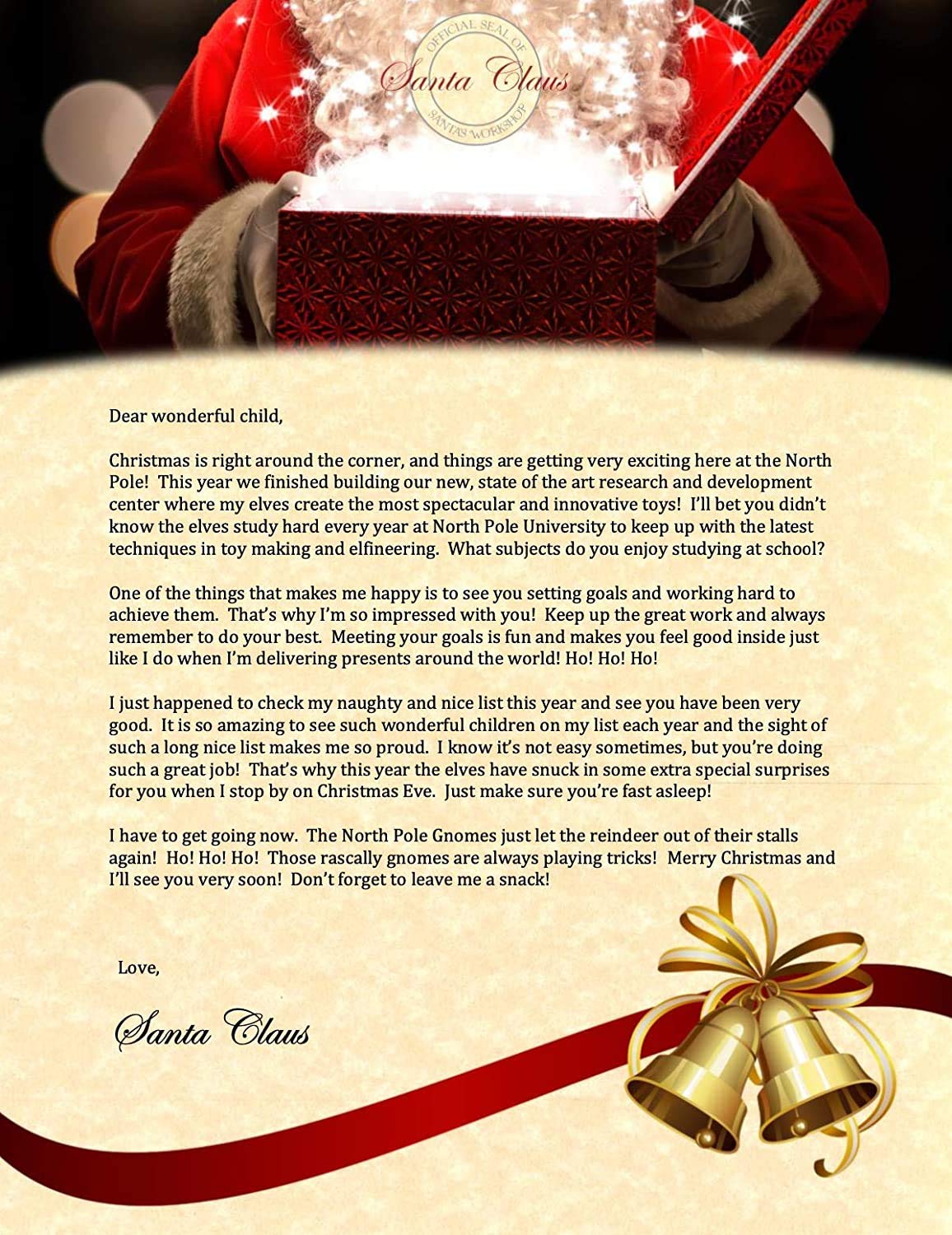 North Pole Letters Non-Personalized Letter From Santa Claus - Template Letter From Santa For Kids, Mailed To Your Child From The