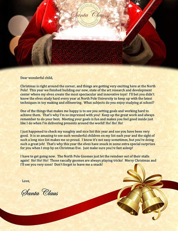 North Pole Letters Non-Personalized Letter From Santa Claus - Template Letter From Santa For Kids, Mailed To Your Child From The