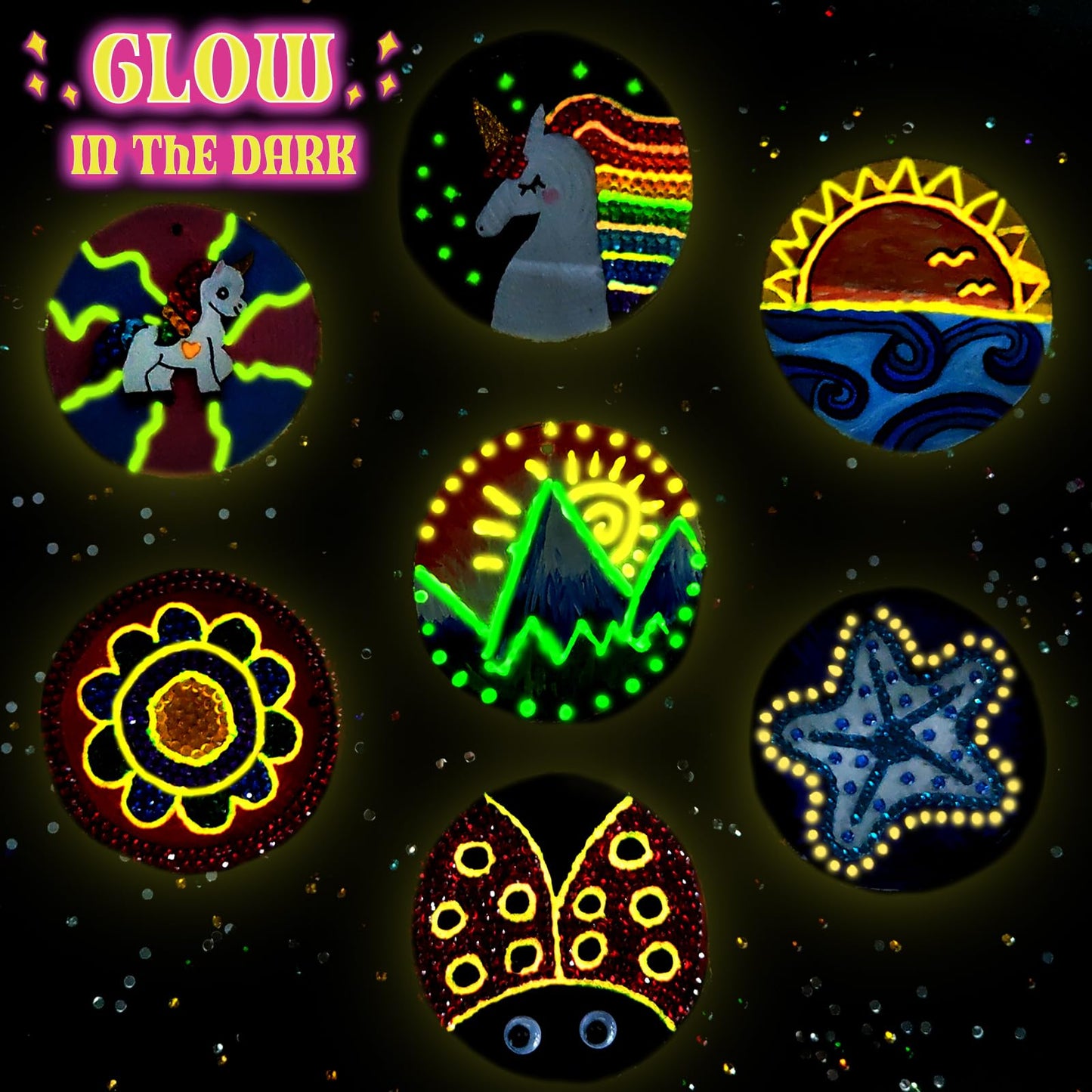 Klmars Kids Wooden Painting Kit-Glow In The Dark-Arts & Crafts Gifts For Boys Girls Ages 5-12-Wood Slice Craft Activities Kits -