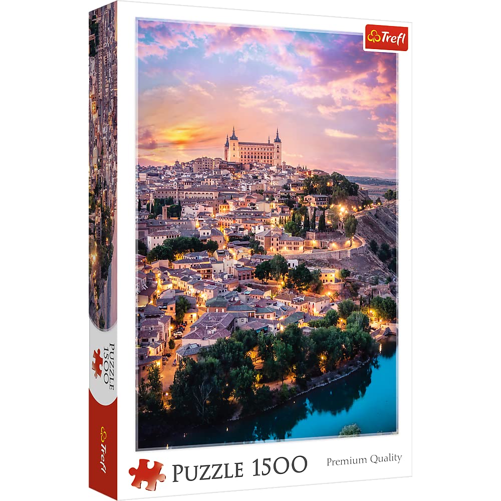 Trefl 1500 Piece Jigsaw Puzzle - Toledo Spain at Sunset, Multicolor, Model 26146, Perfect for Adults, Romantic City Scene