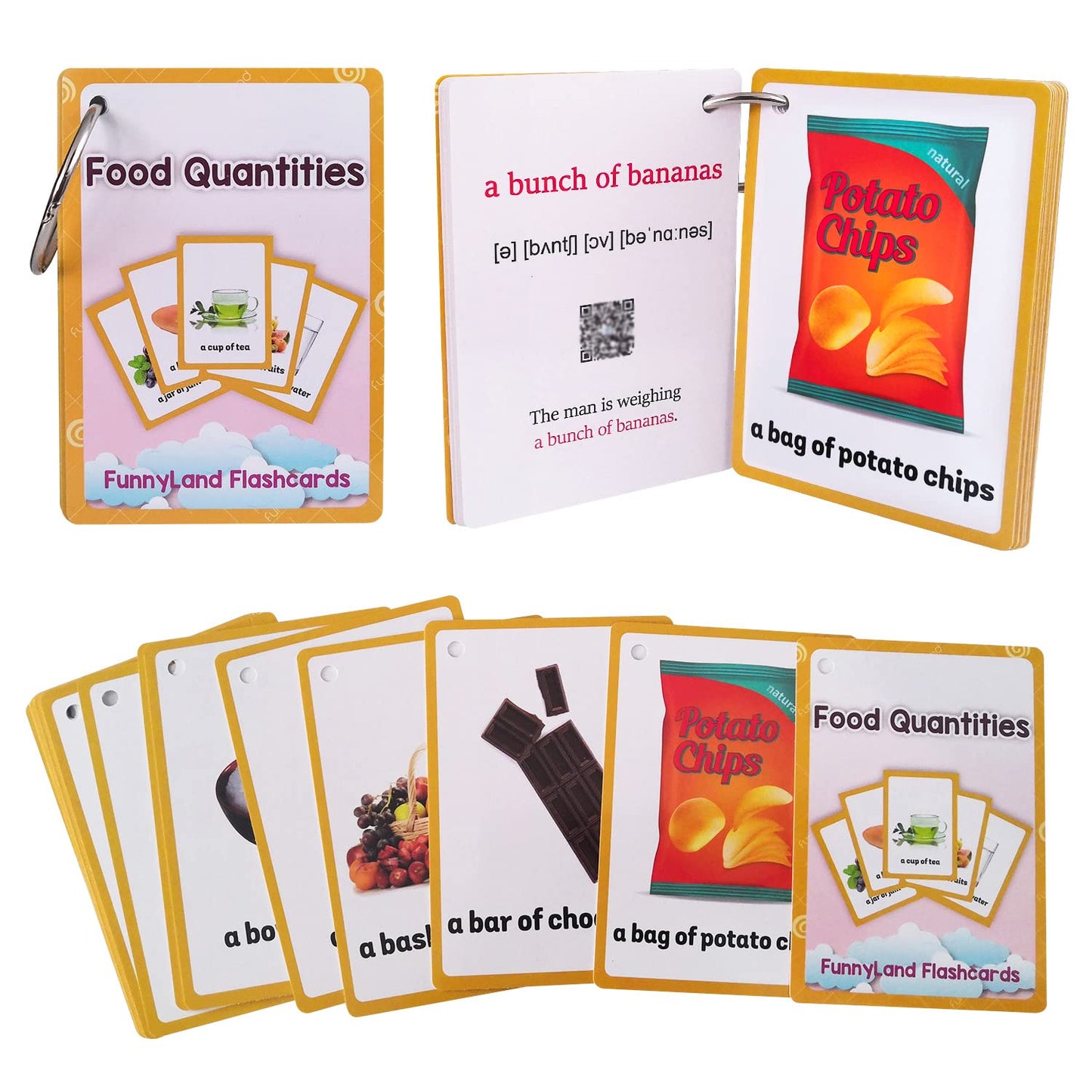 18Pcs/Set Food Quantities Kids Gifts English Flash Cards Pocket Card Educational Learning Baby Toys For Children Pre-Kindergarte