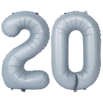 40 In Matte Gray Number Balloons Helium Foil Mylar Balloon Birthday Party Banquet Decoration 20