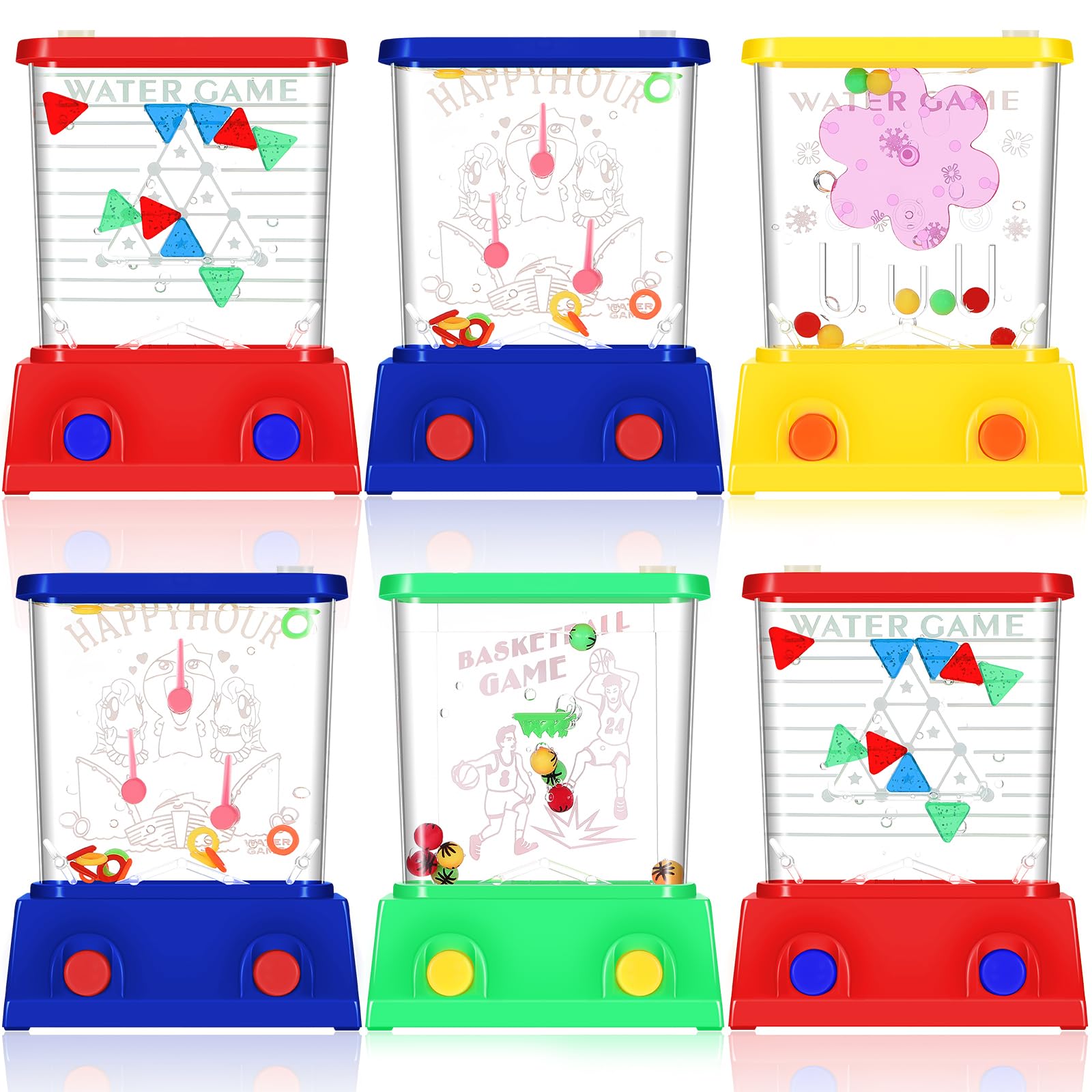 Sumind 6 Pieces Aqua Rings Handheld Water Game Mini Retro 80s 90s Games for Kids Christmas Stocking Stuffers Birthday Return Gifts Classroom Rewards Bulk(Stylish Style)