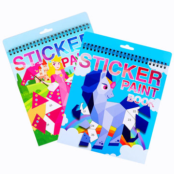 Crafts For Kids Ages 4-8 Sticker Paint Number Books Princess And Colorful Horses Sticker Puzzle Book Stickers For Kids Birthday Party Favors Car Plane Activities Travel Toy (Horse + Princess)