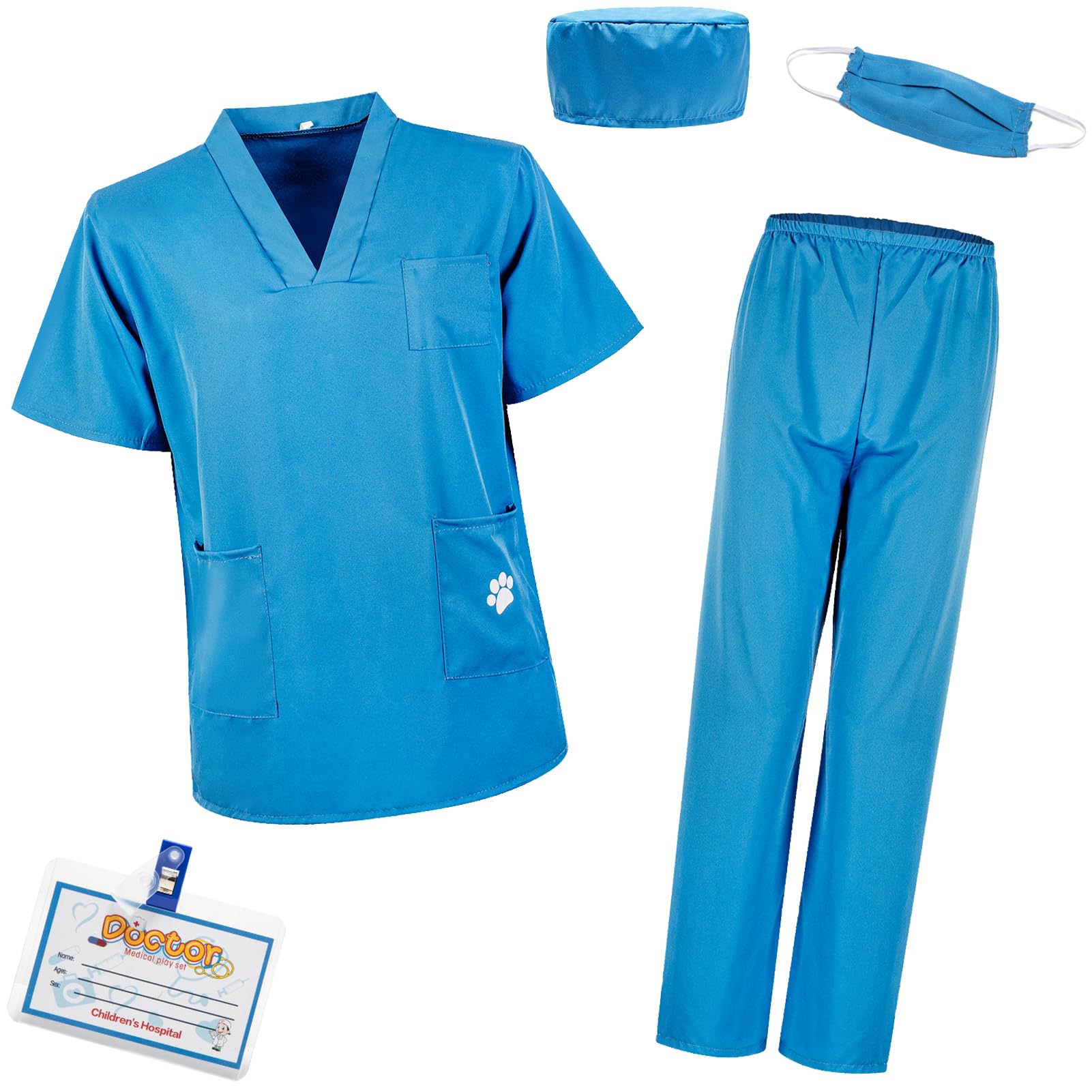 S3Xy-Fiv5 Kids Nurse Costume Doctor Costume Dentist Costume For Kids Play House Pretend Play Dress Up Party Blue 12-16 Yrs 170Cm