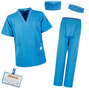 S3Xy-Fiv5 Kids Nurse Costume Doctor Costume Dentist Costume For Kids Play House Pretend Play Dress Up Party Blue 12-16 Yrs 170Cm