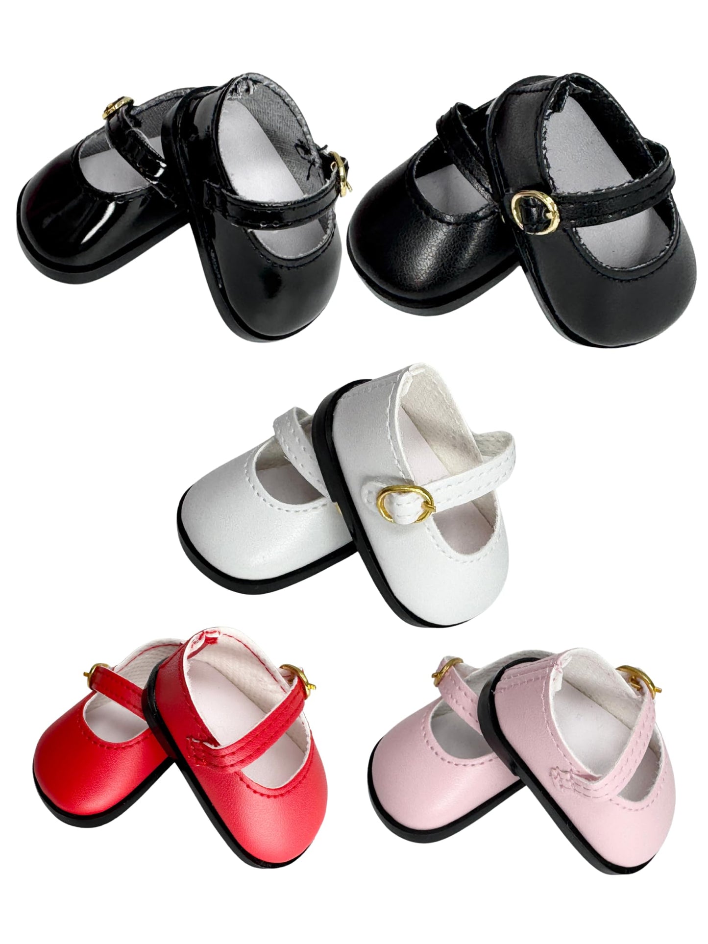 14.5'' American Doll Shoes- Mary Jane Black,Red,White,Pink- Shiny Shoe (Pink)