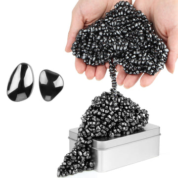 Dyrdm Ferrite Putty,Black Over 1000 Smooth Ferrite Stones, Stocking Stuffer & Fidget Gifts, Satisfying Irregular Ferrite Rocks, 