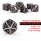 Acient Silver Bloodstained Metal Dice Set DND, DNDND 7PCS Metallic Halloween Die with Metal Case for Dungeons and Dragons Tablet