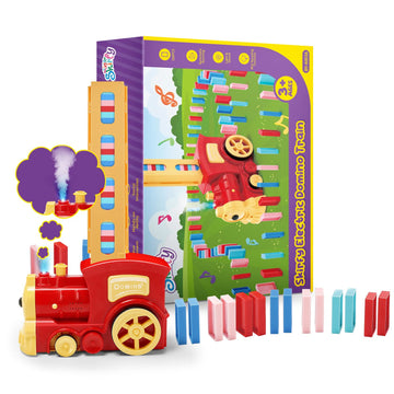 Skirfy Birthday Gift Kids Toys Dominoes Train Set- 160Pcs Domino Blocks Set Automatically Run With Real Steam Function, With Lig