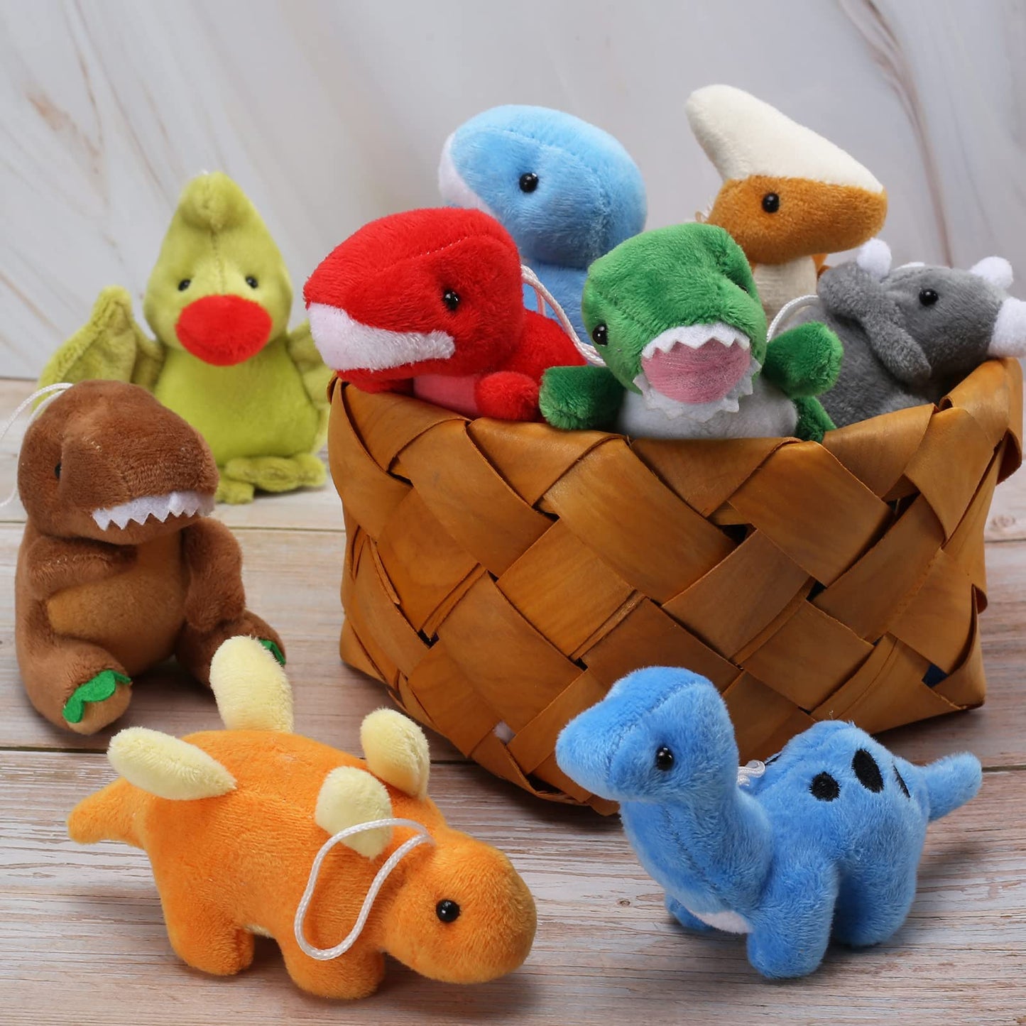 16 Pack Plush Dinosaurs Bulk  Mini Dinosaur Figures Assortment Keychain Toy  Soft Dino Stuffed Animal Set Gifts for Kids  Easter Basket Stuffers  Goody Bag Filler  Doll Machine  Toddler Party Favors