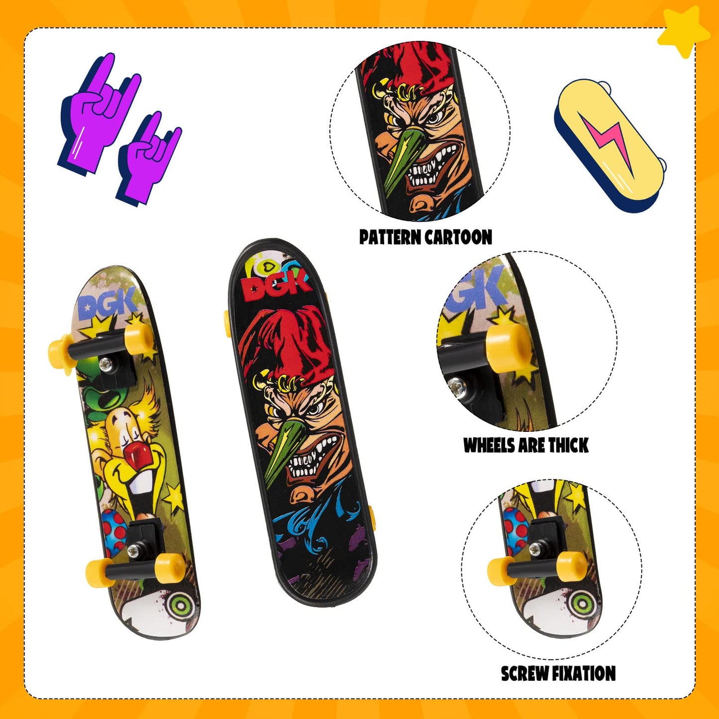 Hortsun 100 Pieces Finger Toys Set Finger Skateboards Fingerboards Toy Bikes Hand Skateboard Tiny Bike Creative Fingertips Movem