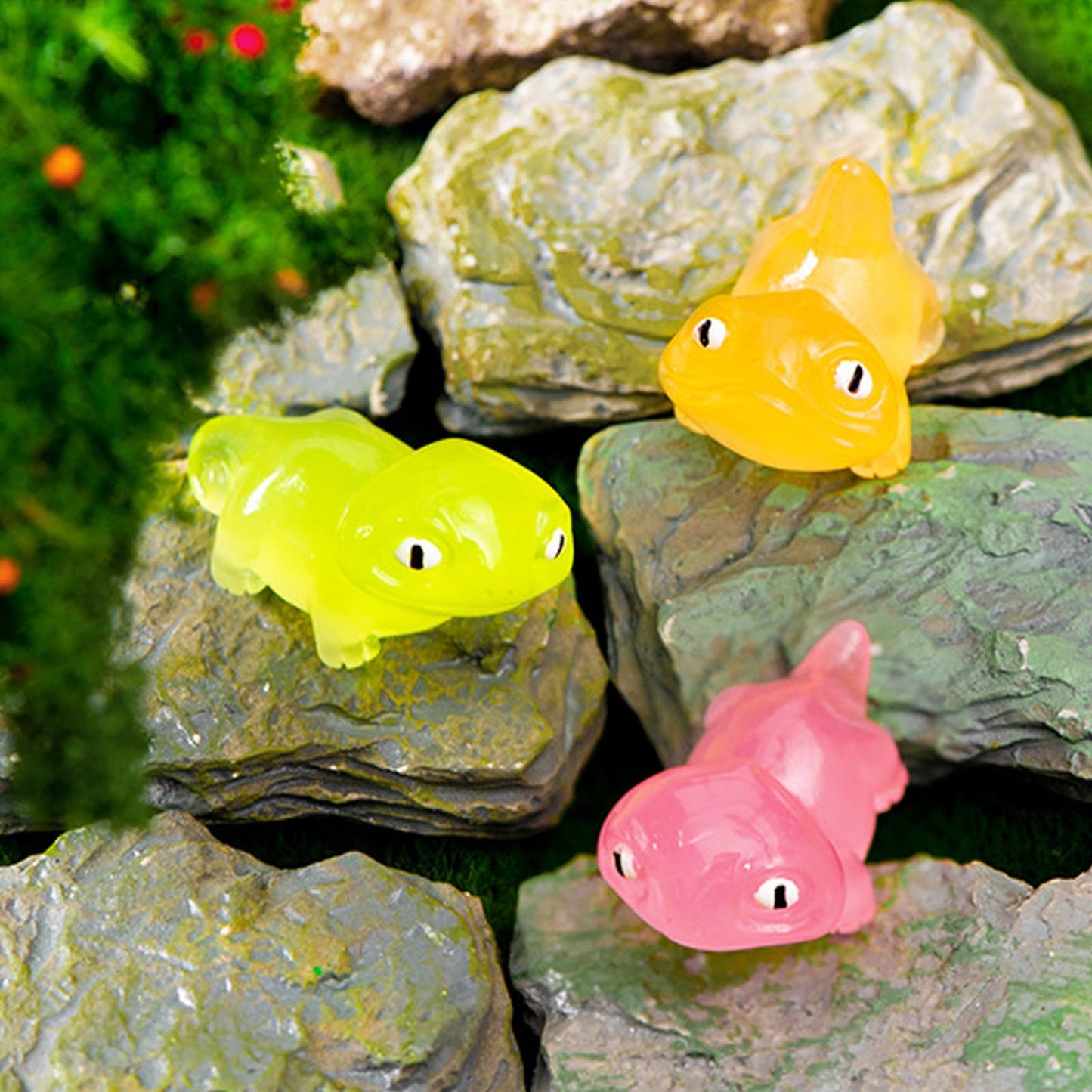 24 Pieces Mini Lizard Decors Luminous Mini Resin Animals Tiny Animals For Dollhouse Fairy Garden Micro Landscape Cake Topper Dec