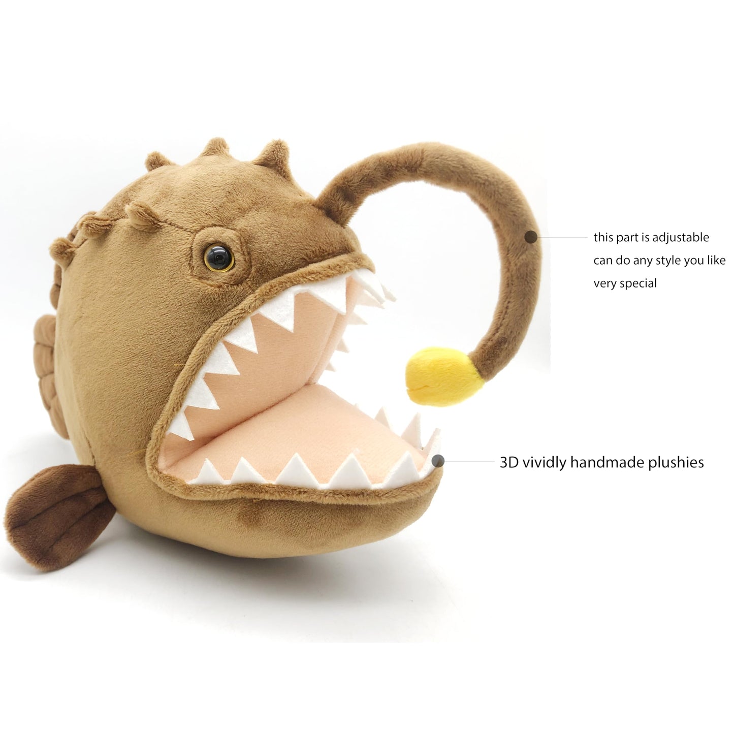 Jianeexsq Realistic Angler Fish Stuffed Animal Doll, Simulation Anglerfish Plush Toy, Deep Sea Ocean Animal Plush, Children'S Bi