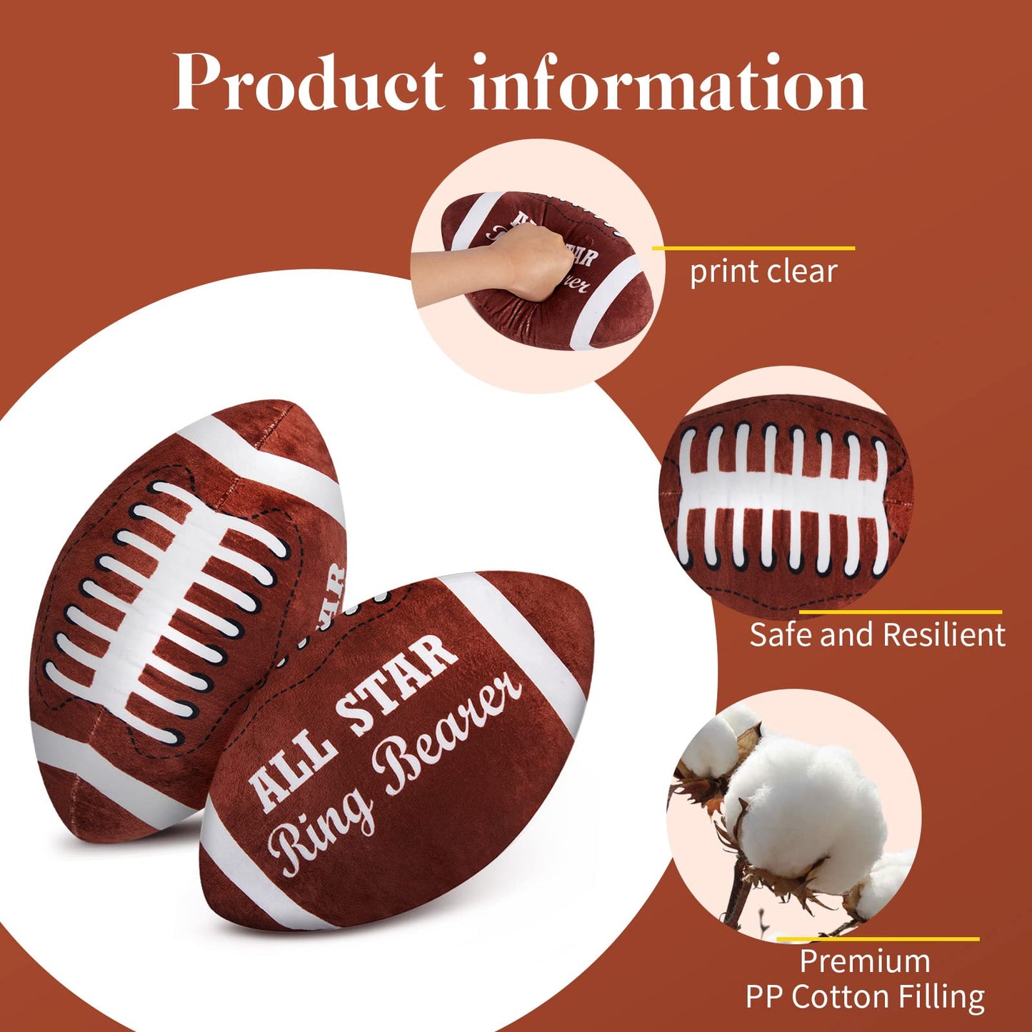 Deekin 2 Pcs 12 Inch All Star Ring Bearer Football Plush Baby Football Stuffed Fluffy Toddler Thank You Wedding Gift For Wedding
