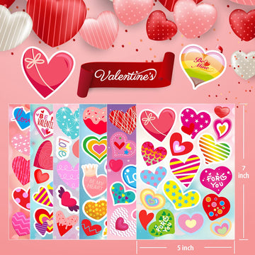 Karslora 30 Sheets Valentine Stickers, 490Pcs Heart Stickers, Valentine Stickers For Kids, Valentines Crafts Party Favors For Ki
