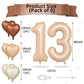 Biapian 40 Inch Light Brown Number 13 Balloons, 8Pcs Large Foil Number 1 & 3 Balloons With 18'' Caramel Heart Shape Balloon For