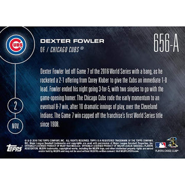 Mlb Chicago Cubs Dexter Fowler #656A 2016 Topps Now Trading Card