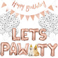 Legendog Dog Birthday Party Supplies Dog Paw Print Balloons Cat Birthday Hat Happy Birthday Banner Foil Balloons Lets Pawty Letters Balloons Decorations (Rose Gold)