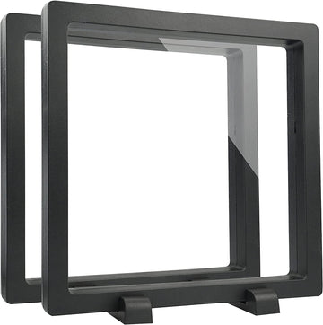 Rechiato 2Pcs Of 3D Floating Display Cases 5.5''  5.5''  0.8'', Coin Display Case Coin Holder Coin Display Frame Stand Holder Fo
