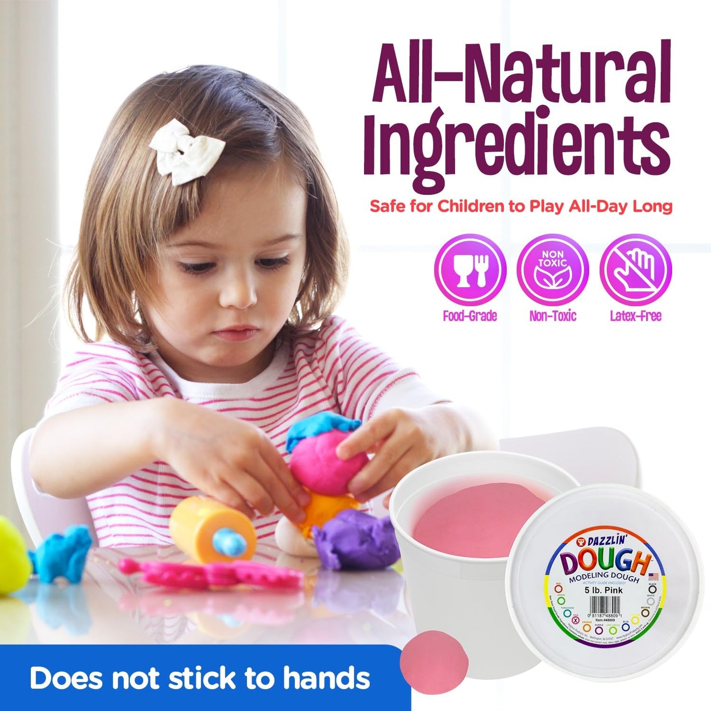 Hygloss Products Dough, Non-Toxic Modelling Compound for Arts & Crafts, Learn, Bulk Pack, 5lb. Pink