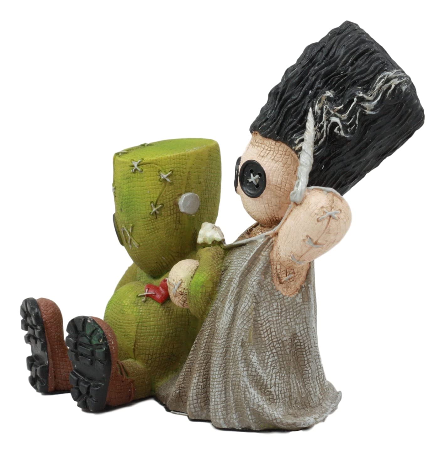 Ebros Day Of The Dead Pinheadz Monster With Voodoo Stitches Figurine Halloween Collectible Statue Fantasy Mythical Beings Undead Apocalypse Horror Icon (Mad Stitch Love Frankenstein And Bride)