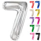 Silver Number 7 Balloon 40 Inch, 7 Balloon Number, 7Th Birthday Decorations, Silver Party Supplies For Boys Girls