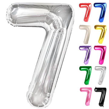 Silver Number 7 Balloon 40 Inch, 7 Balloon Number, 7Th Birthday Decorations, Silver Party Supplies For Boys Girls