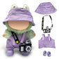 17cm Light Purple Outfit Set (Doll Not Included) - Bucket Hat  Overalls Shorts  Mini Camera & Shoes  Cute Style for 17cm Doll Dress-up(Purple SC)