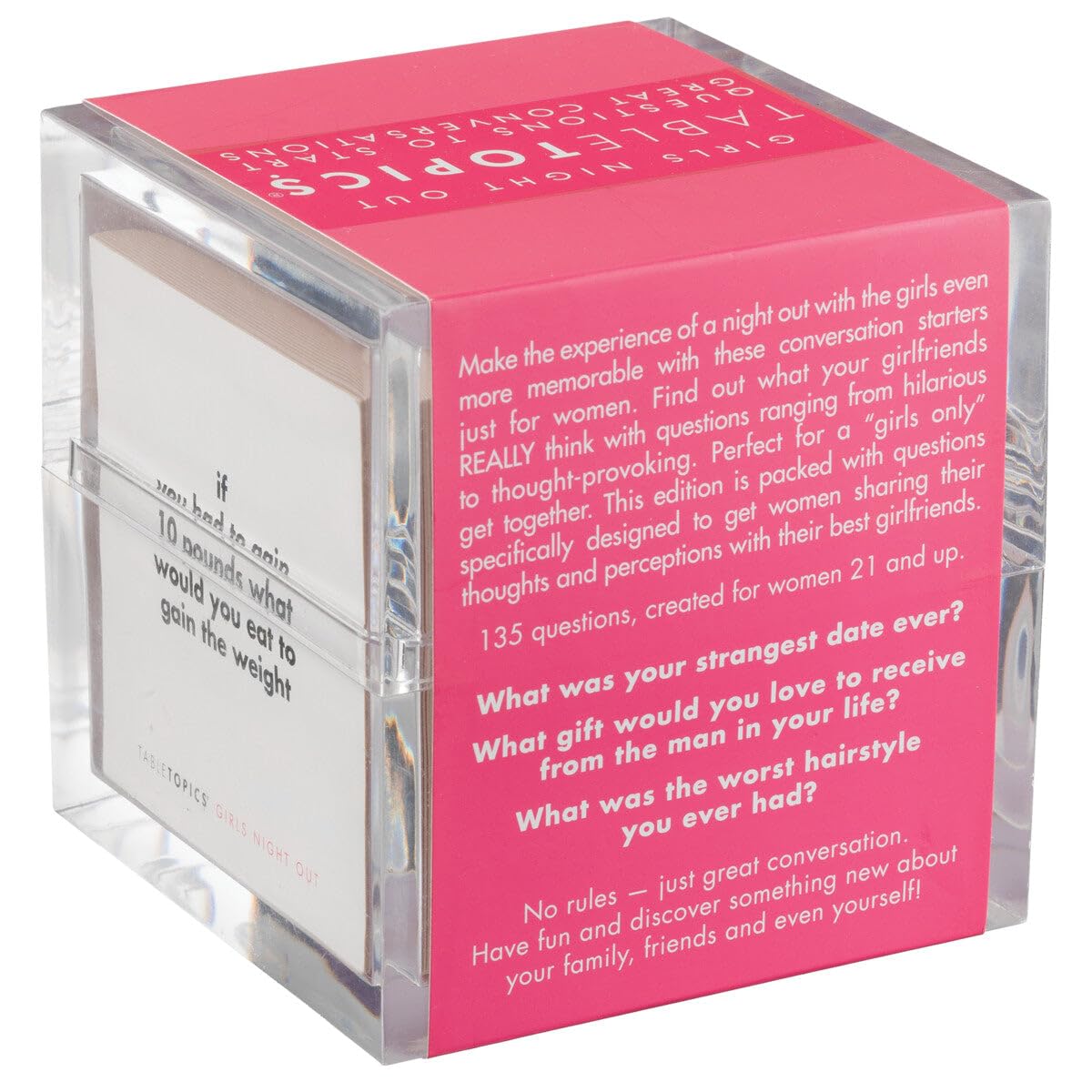 TableTopics Girls Night Out Game - 135 Conversation Cards, Pink, Cardstock, Model TT-0105-A, Perfect for Bachelorette Parties