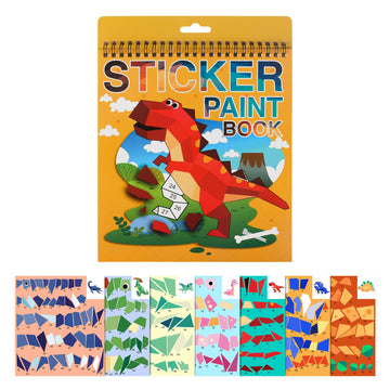 Dinosaur Sticker Book Crafts For Kids Ages 4-8,8-10 Sticker Paint Number Stickers For Kids Birthday Party Favor Christmas Gift Car Road Plane Travel Toy Activity Books
