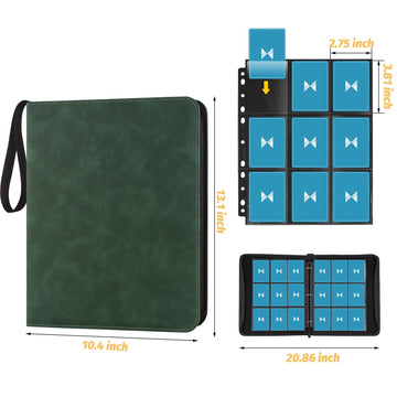GERMUN 720 Card Binder  enhanced Trading Card Binder  9 Pocket Double Sided Pocket PU Card Collection Binder  Collector Card Album  Card Folder for MTG  TCG  Sports Cards  Game Cards (Dark Green)