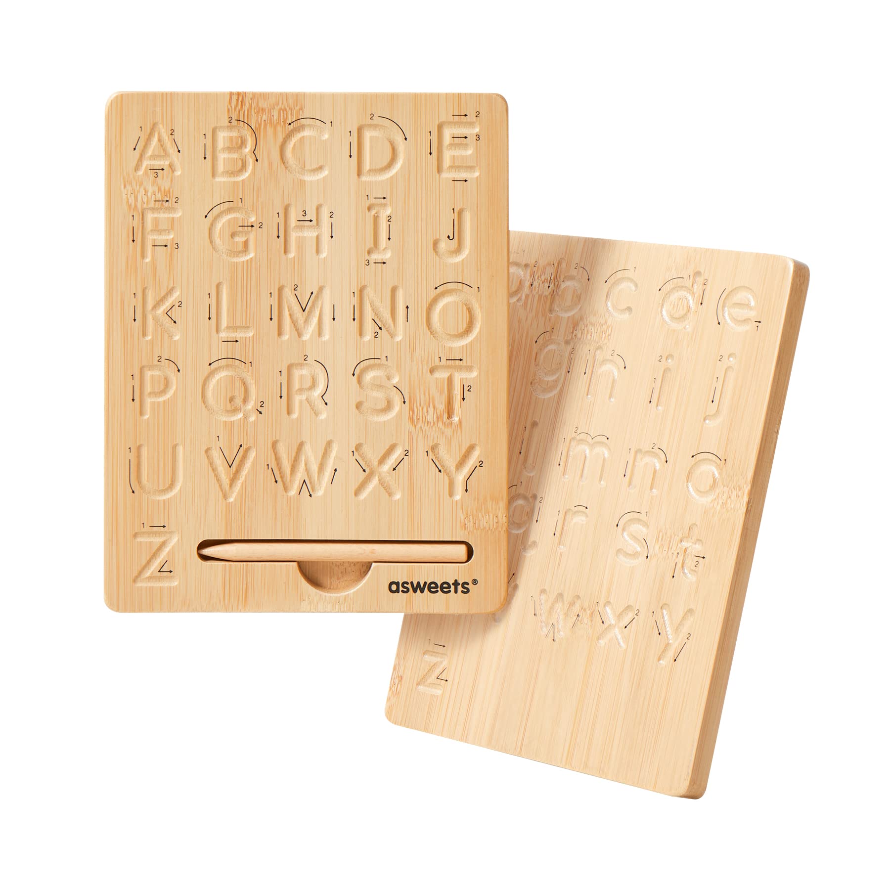 Asweets Montessori Wooden Alphabet Tracing Board,Wood Letter Practicing Board,Double-Sided Boards For Toddlers And Preschool Gif