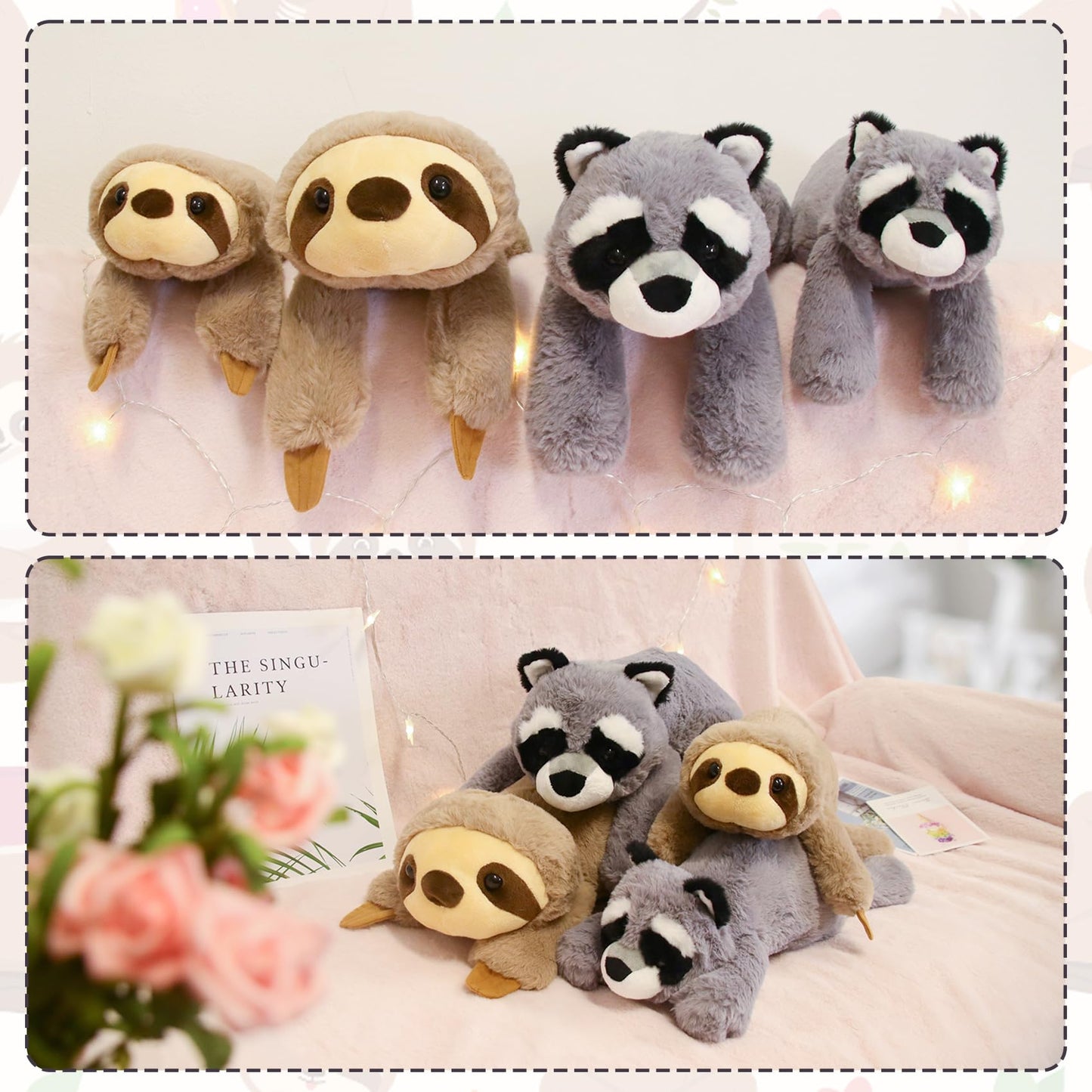 Bekrgwiy Raccoon Plush,17In Raccoon Stuffed Animal Plushie Doll Toy For Kids Boys Girls,Hugging Plushie,Gift For Valentine'S Day
