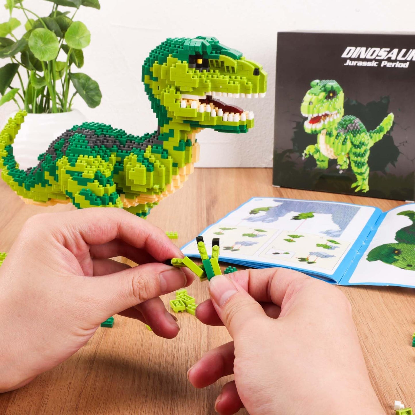 Aigidusansu Jurassic Dinosaur Micro Building Blocks, 1457Pcs Velociraptor Tyrannosaurus Rex Diy Mini Diamond Blocks Bricks Toy F