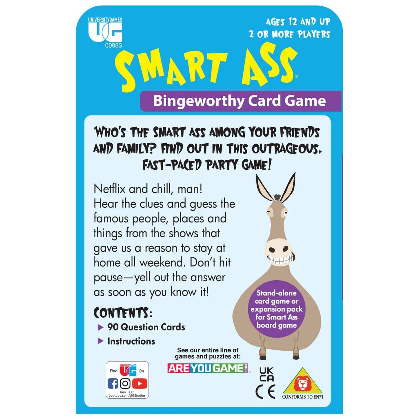 University Games, Smart Ass Bingeworthy Tuck Box Card Game, Perfect For Game Night On The Go For 2 Or More Players Ages 12 And Up