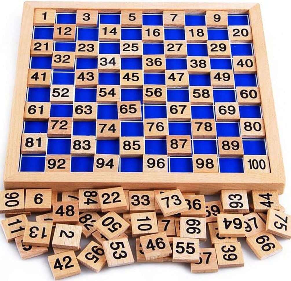 Umbresen Wooden Toys Hundred Board Montessori 1-100 Consecutive Numbers Early Childhood Toys Digital Board For Kids With Storage Bag