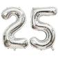 40 Inch Silver 25 Number Balloons Giant Jumbo Huge 25 Or 52 Foil Mylar Helium Number Digital Balloons Silver Birthday Mylar Digi