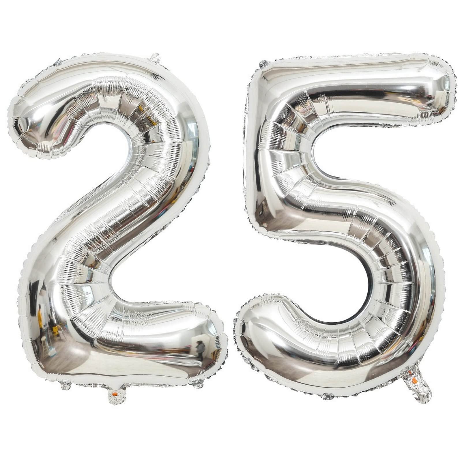 40 Inch Silver 25 Number Balloons Giant Jumbo Huge 25 Or 52 Foil Mylar Helium Number Digital Balloons Silver Birthday Mylar Digi