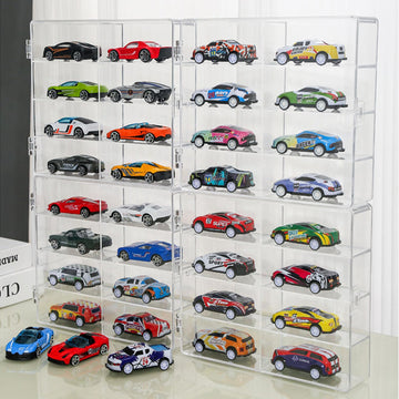 1/64 Scale Matchbox Wheels Toy Car Display Case Holds 32 Toy Cars Storage Organizer, Clear Display Box With Clear Snap-On Dust C