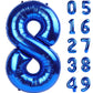 Navy Blue Giant Number 8 Balloon 40 Inch, 8Th Eight Blue Birthday Decorations, Men Women 8 18 28 38 80 88 Birthday Number Balloo