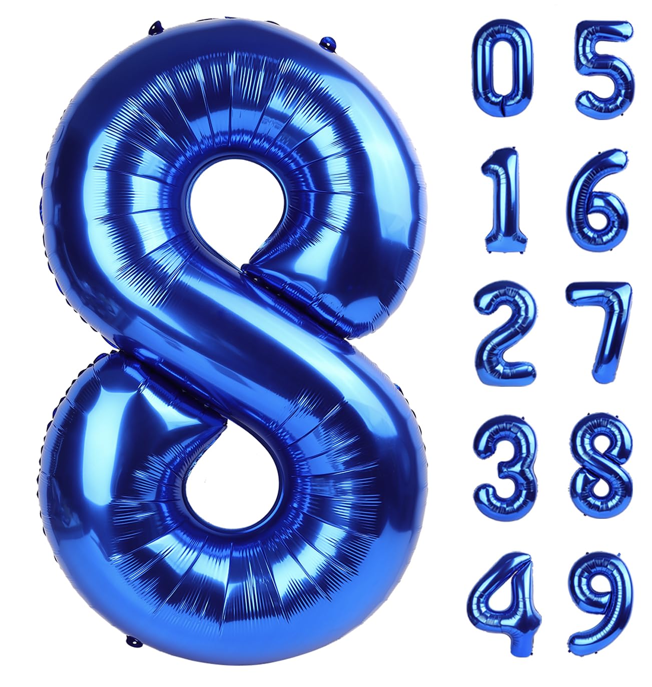Navy Blue Giant Number 8 Balloon 40 Inch, 8Th Eight Blue Birthday Decorations, Men Women 8 18 28 38 80 88 Birthday Number Balloo