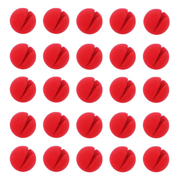 Ogrmar 25Pcs Red Circus Clown Nose Christmas Costume Party Cosplay Halloween Decor (25Pcs)