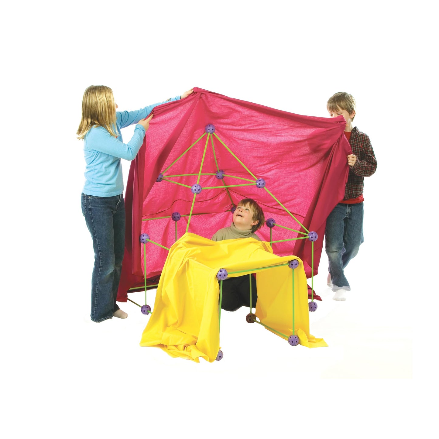 Crazy Forts! 69 Piece Buildable Indoor/Outdoor Play Fort Playset, Diy, Build Your Own, Steam Toy , Purple