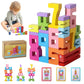 Gosarhey 20Pcs Wooden Number Building Blocks, Number Blocks Friends Of Ten, Friends Of Ten Blocks, 1-10 Balance Wooden Digital B