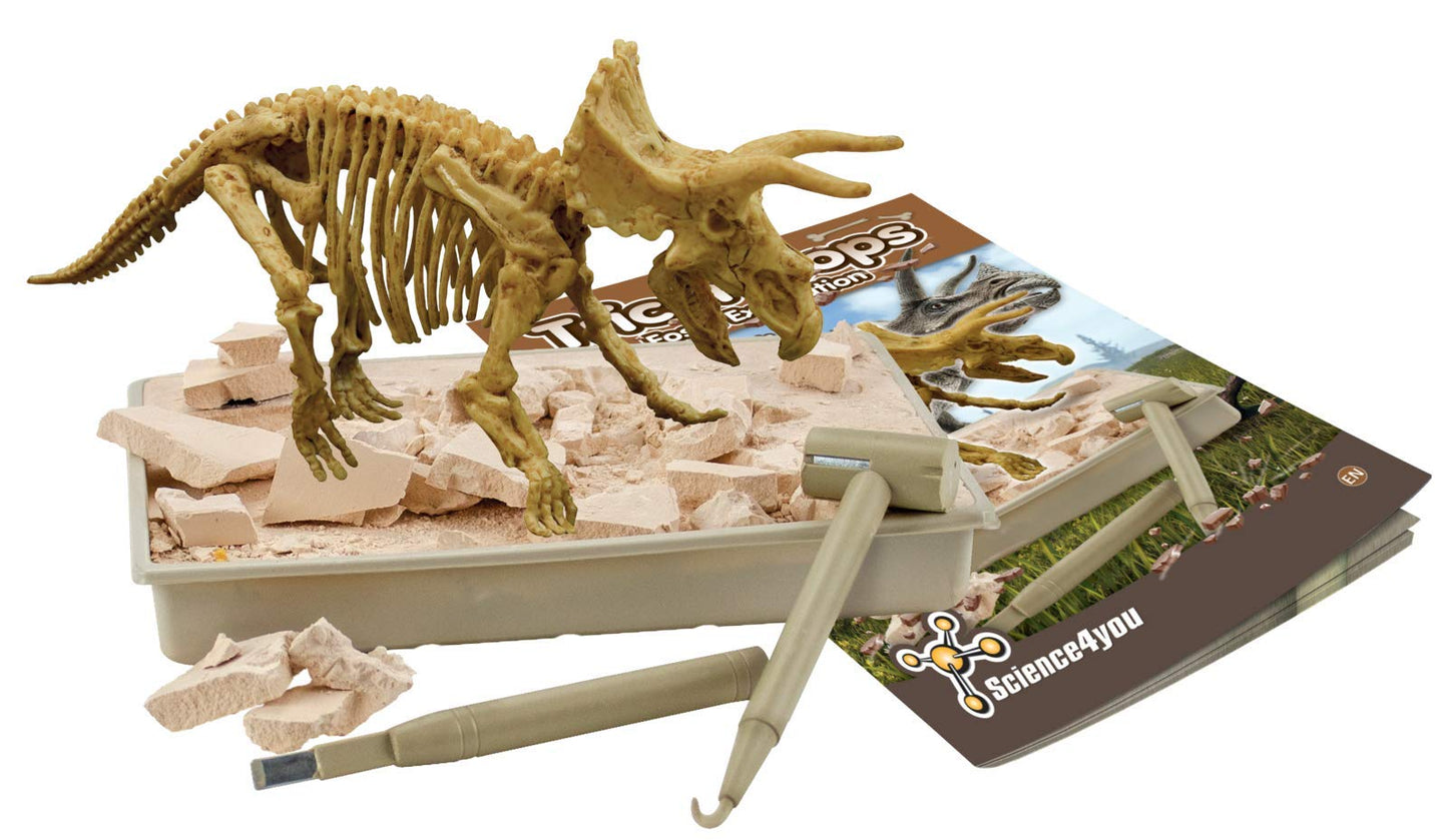Science4You - Triceratops Fossil Digging Kit For Kids - Excavate And Assemble 10 Dinosaur Fossiles, Dinosaur Toys For Boys And Girls Age 6+, Dino Games, Dinosaur Gifts For 6+ Year Old Boys And Girls