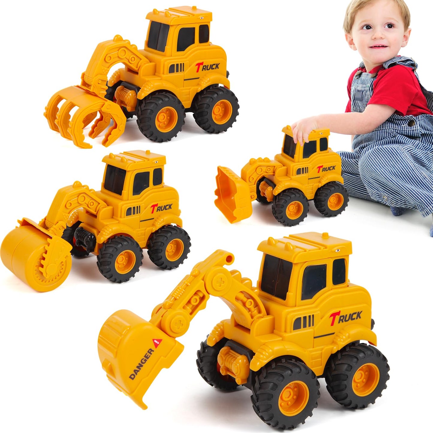 Olbyefly Construction Toys for 2 3 4 5 6 + Year Old Boys Kids Toddlers Girls, Sandbox Excavator Toy Trucks Construction Truck To