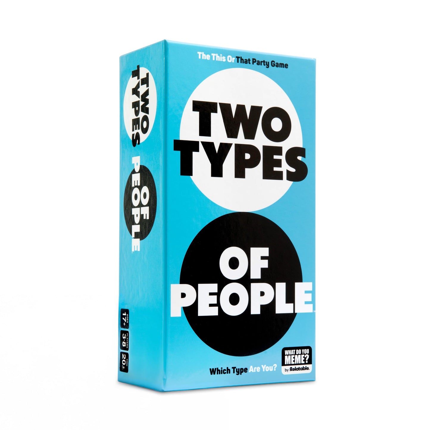 Two Types Of People by Relatable  One of Our Go-to Party Games and Board Games  Perfect Option for Board Games For mature-themeds  Includes 300 Type Cards  1 Guesser? Paddle  7 Answer Paddles